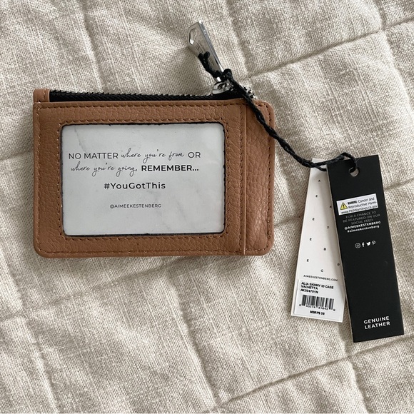 ❤️ NWT Aimee Kestenberg Alia Slim ID Wallet Tan Vachetta Leather - Picture 5 of 7